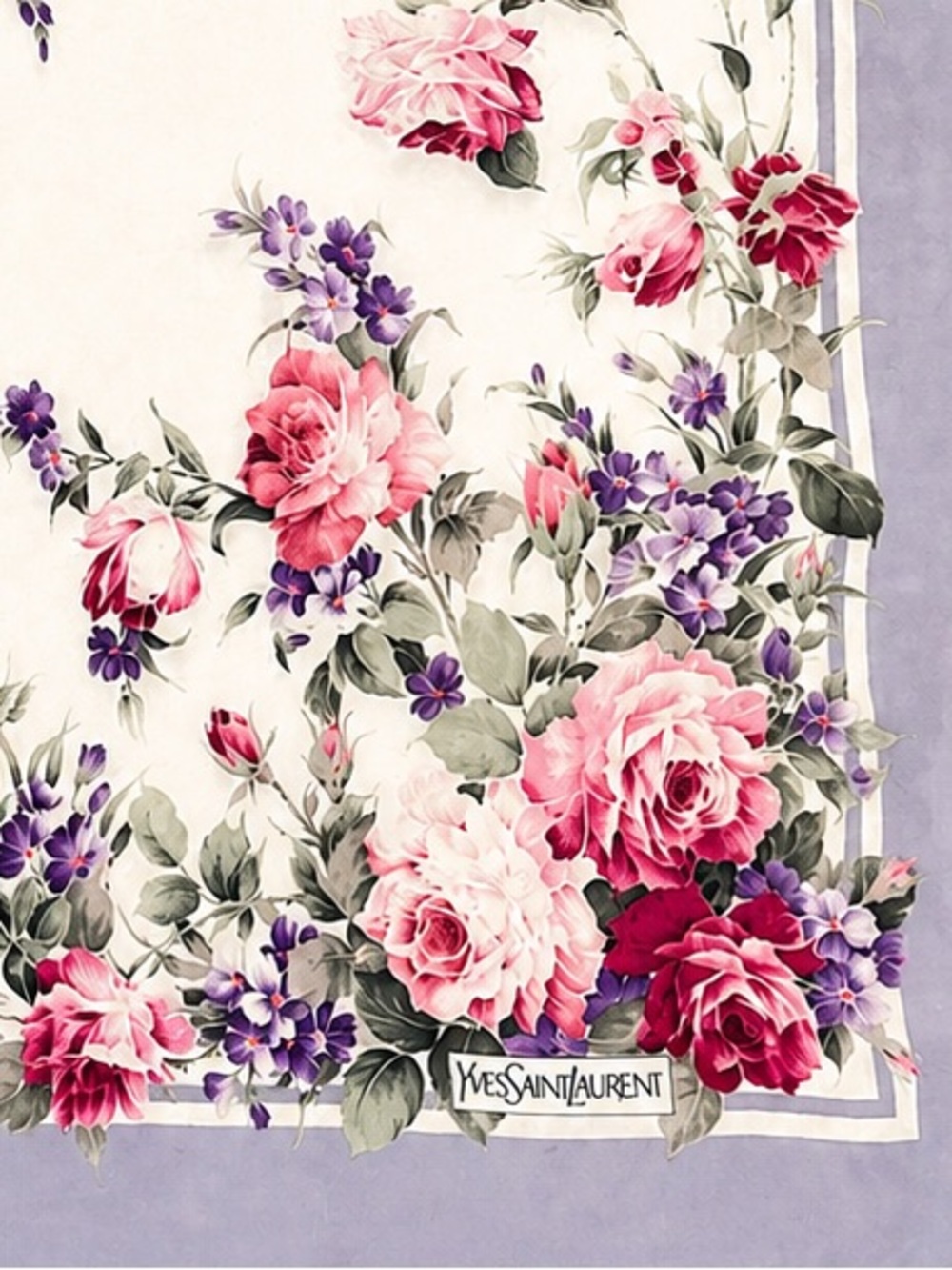 YSL Yves Saint Laurent Floral Silk Chiffon Scarf - Picture 2 of 3